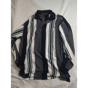 Vintage 90s Knights of Round Table Polo Shirt Mens M Green Striped Grandpacore